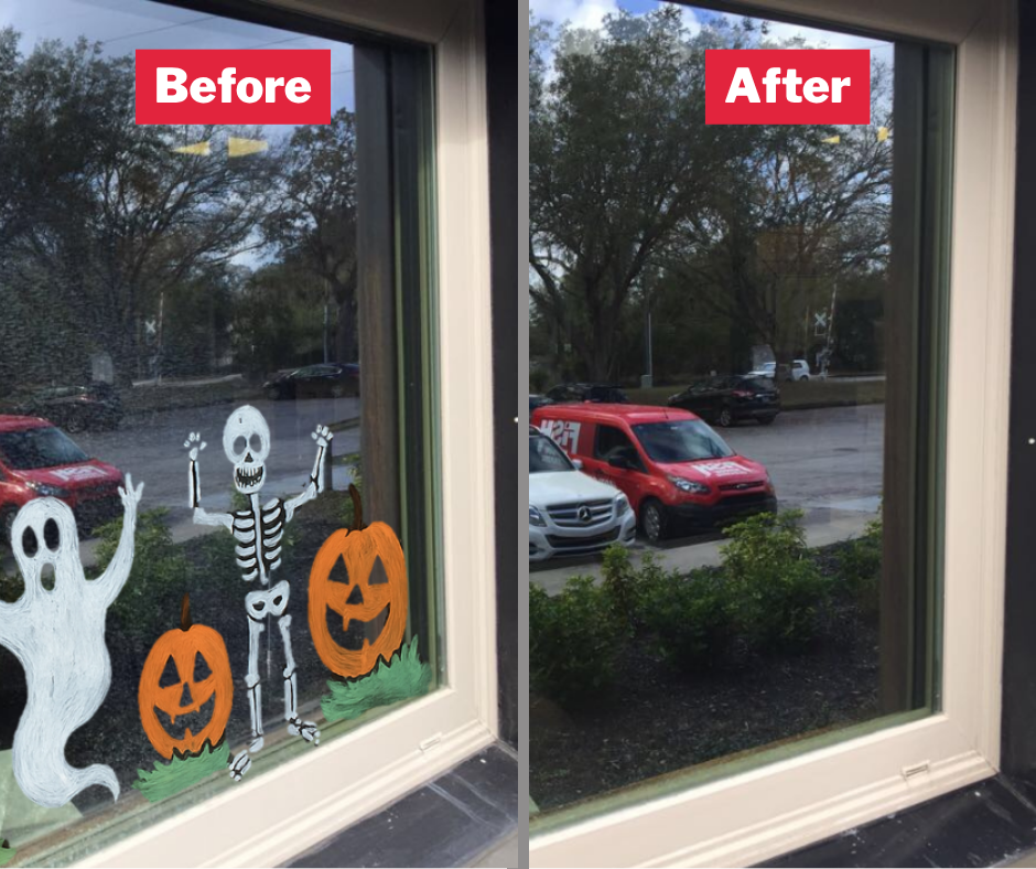 Removing paint from glass window